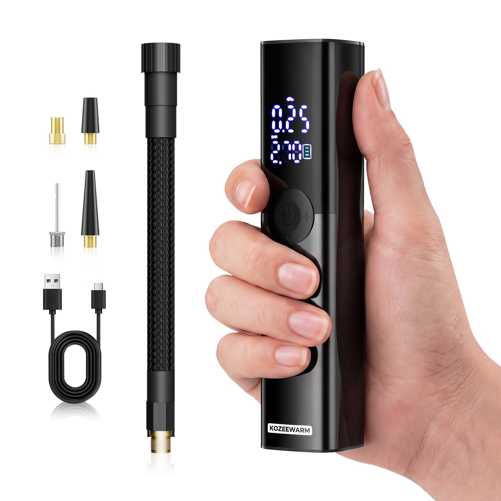 TEMU Portable Air Compressor,cordless Tire Inflator,metal Body|150psi |car Tire Pump With Tire Pressure Gauge, Led Light, 4x Quick,one-button