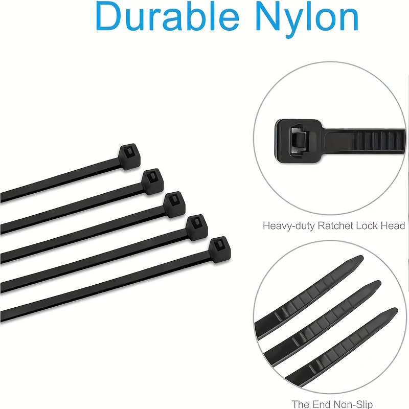 300pcs Self-locking Nylon Cable Ties Black White, Length 100mm/150mm/200mm Zip Ties, Bundling Straps Plastic Cable Ties New Material Bundling Ties, Nylon Cable Tie Strips, Home Office Plastic Ties