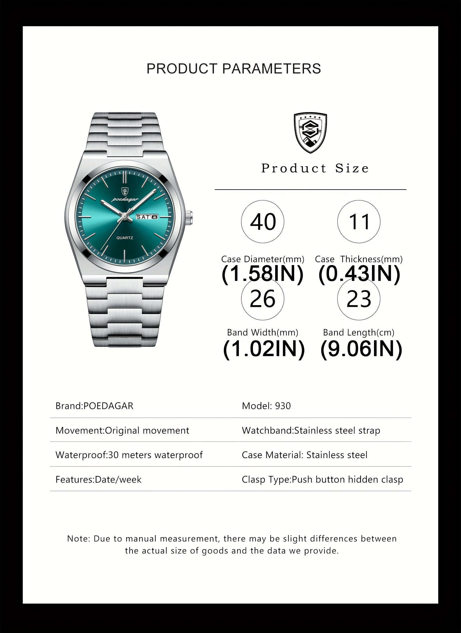   waterproof luminous calendar exceeding   stainless steel mens watch youth business   korean trend quartz wristwatch Product details 8