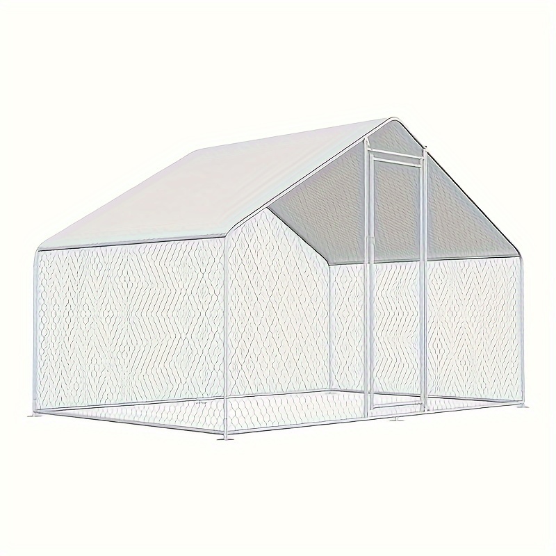 

Large Metal Chicken Coops For 10/6 Chickens Coop Walk-in Poultry Cage Chicken Runs For Yard With Cover Waterproof And Anti-uv Chicken Pens Outdoor With Top Silver (9.8' L× 6.5'w × 6.5'h)