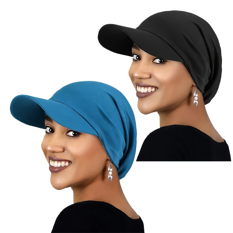 TEMU Ensemble de 2 pièces : Chapeau d'extérieur à bord, Casquette bec de canard et Foulard-chapeau pour la des cheveux