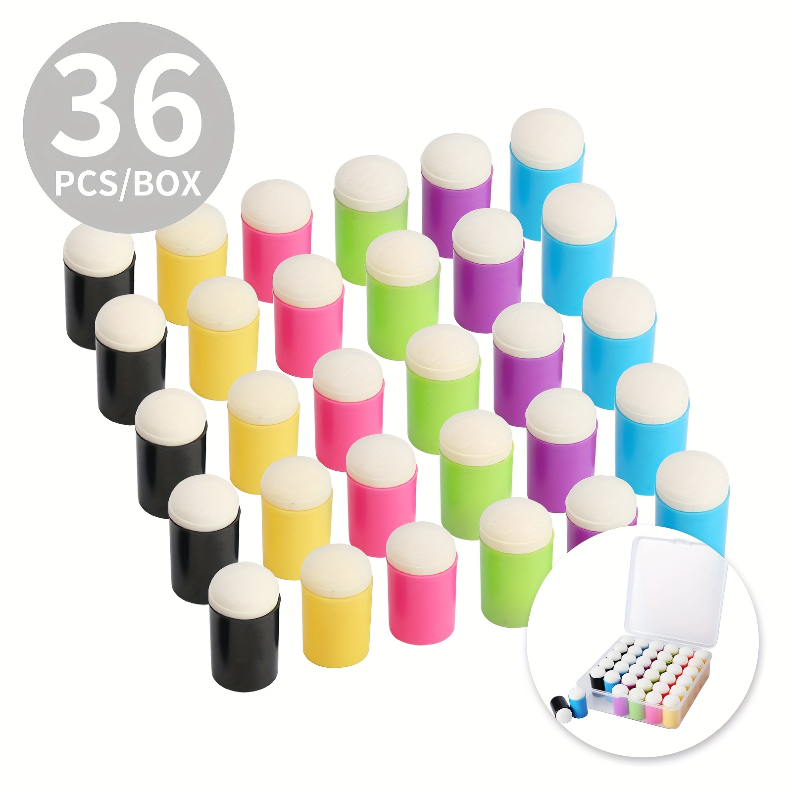 TEMU 36 Pieces Sponge Daubers With Storage Case - Fits Over And Makes Blending Accuracy Easier - Perfect For Use With Ink, Paint, Glue And More,