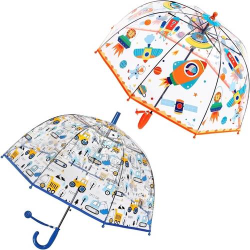 2 pack kids clear umbrellas for rain dome bubble umbrella windproof for toddler boys girls