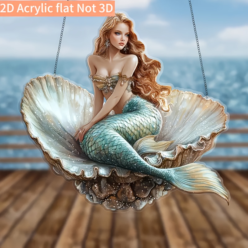 

Mermaid Garden Suncatcher On A Shell - Acrylic Window Hanging Decoration, Suitable For Home And Garden Decor, For Indoor And Outdoor Use, Perfect Birthday Gift