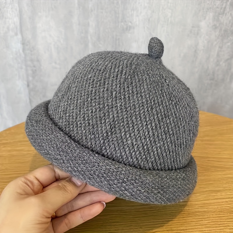 TEMU Casquette tricotée style japonais automne hiver, chapeau de citrouille chaud à bordouré, niche hommes femmes style, chapeau de propriétaire