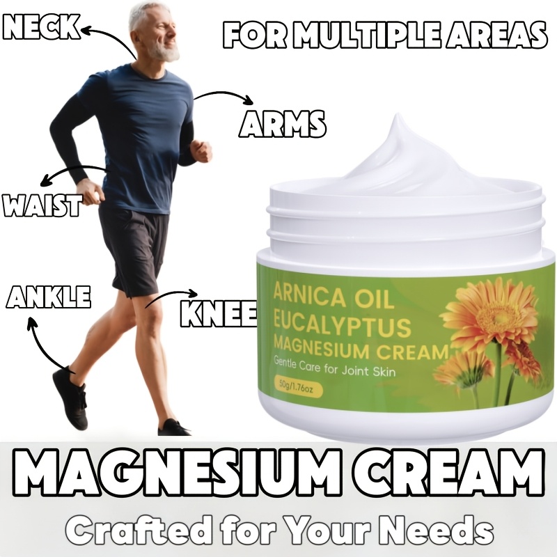2pcs Arnica Oil Magnesium Cream for Joint Skin Care, Moisturizing Hand & Foot Cream with Eucalyptus, Jojoba, Hyaluronic Acid, Vitamin E, Chamomile, and Lavender, Non-Greasy, Fast-Absorbing, Long-Lasting Hydration for Athletes & Seniors