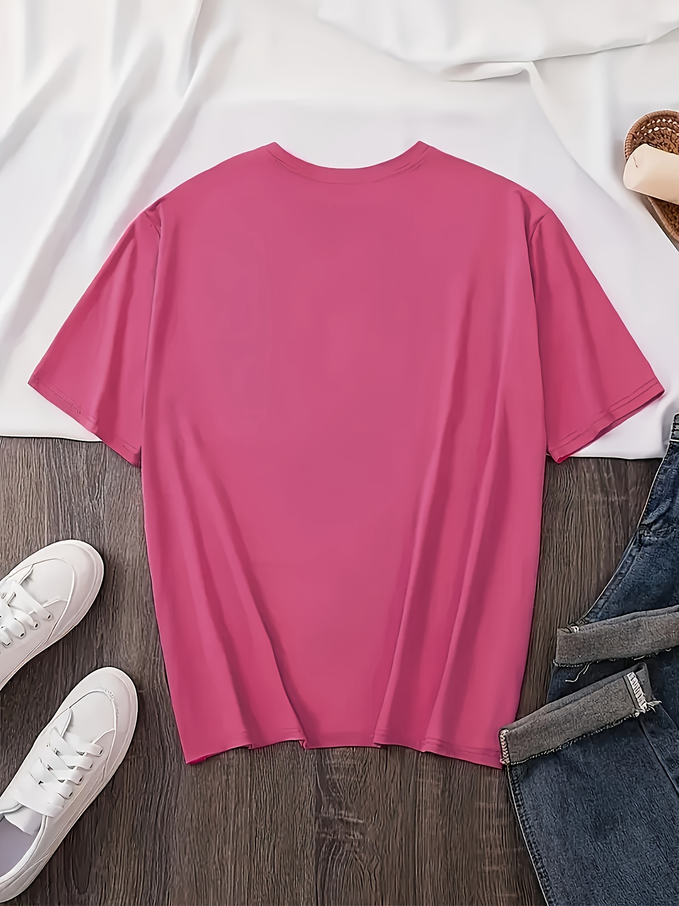 T-shirt Cœurs Femme Col Rond T-shirt pour femme à col rond et manches courtes, décontracté, sportif et tendance, avec imprimé graphique de lettres