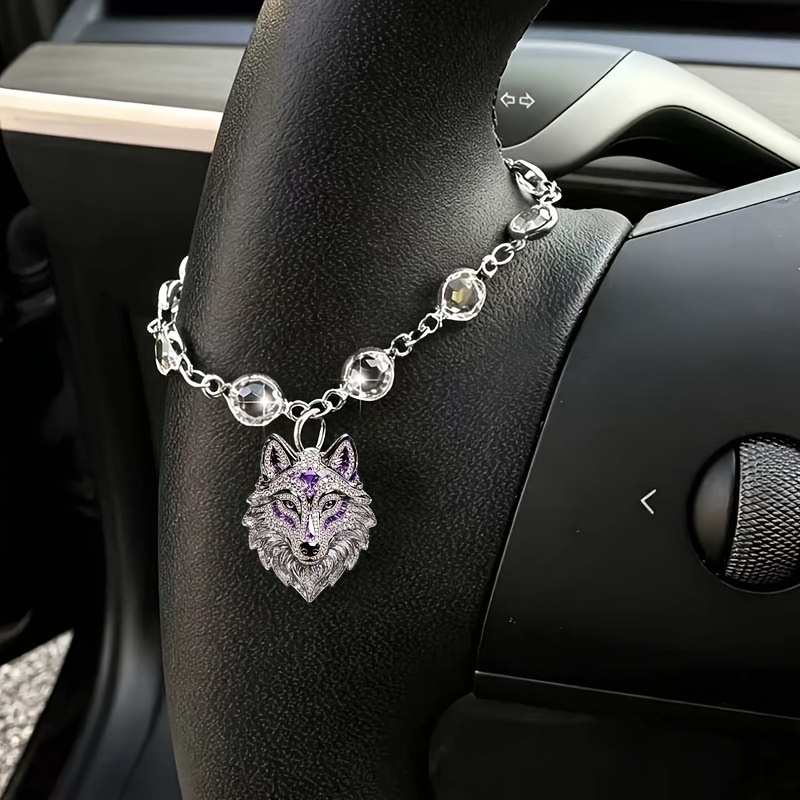 TEMU 1pc, Wolf Head Pattern Car Pendant, Car Steering Wheel Decoration, Car Hanging Decoration, Fashionable, Exquisite And Elegant, Interior