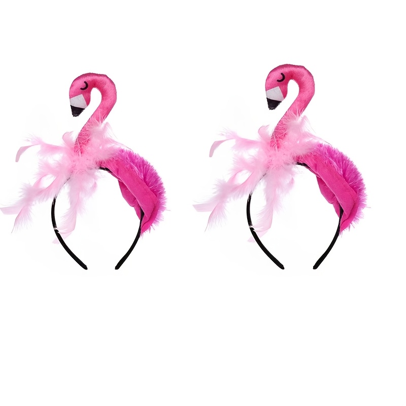 TEMU Creative Flamingo Hat, Hawaiian Pink Flamingo Headband, Hair, , Flamingo Party Supplies, Cute Flamingo Women's Clothing 2pcs
