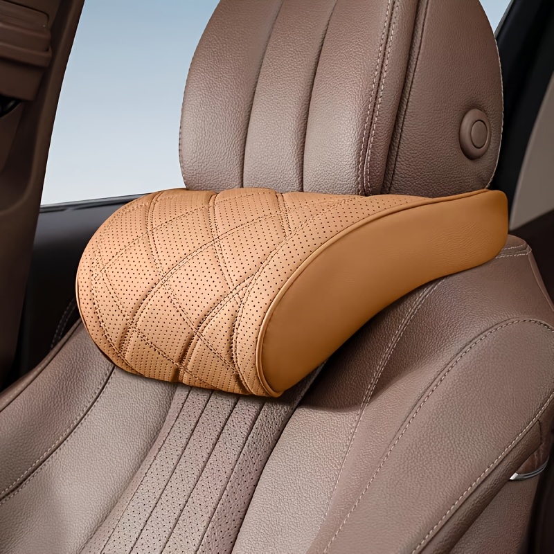 TEMU 2026 New Model Neck Pillow And Waist Support Pad, Fit Body Curve, Using Pu Leather Breathable Perforated Diamond Quilting Design, , Adjustable