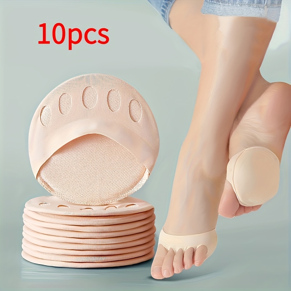 10pcs Socks With Breathable Forefoot Pads, Non-slip Metatarsal Support, Toe Separators For Women's High Heels And Shoes