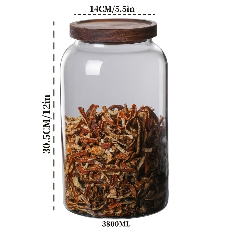 Image of 1pc High Borosilicate Heat-resistant Clear Glass Spiral Mouth Sealed Storage Jar With Lid, Multiple Sizes, Large Capacity, Suitable For Storing Candies, Chrysanthemums, Roses