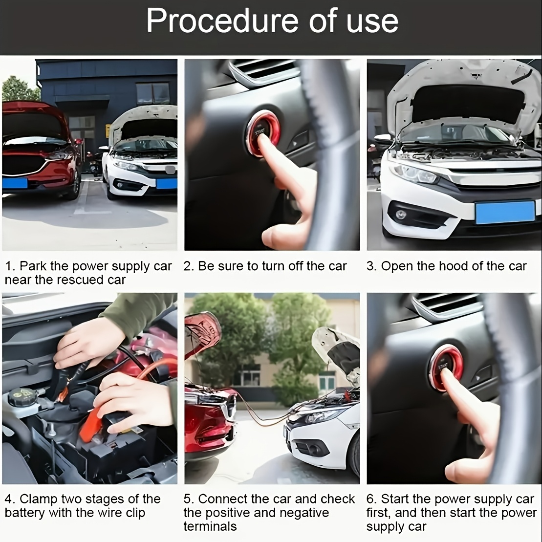 Durable Car Jump Starter Cable Set with Battery Clamps, Featuring Insulated Booster Cables with Crocodile Clips, Designed for Emergency Vehicle Battery Charging - Cold-Resistant And Corrosion-Proof - Suitable for Car Battery Clamps, Without Battery