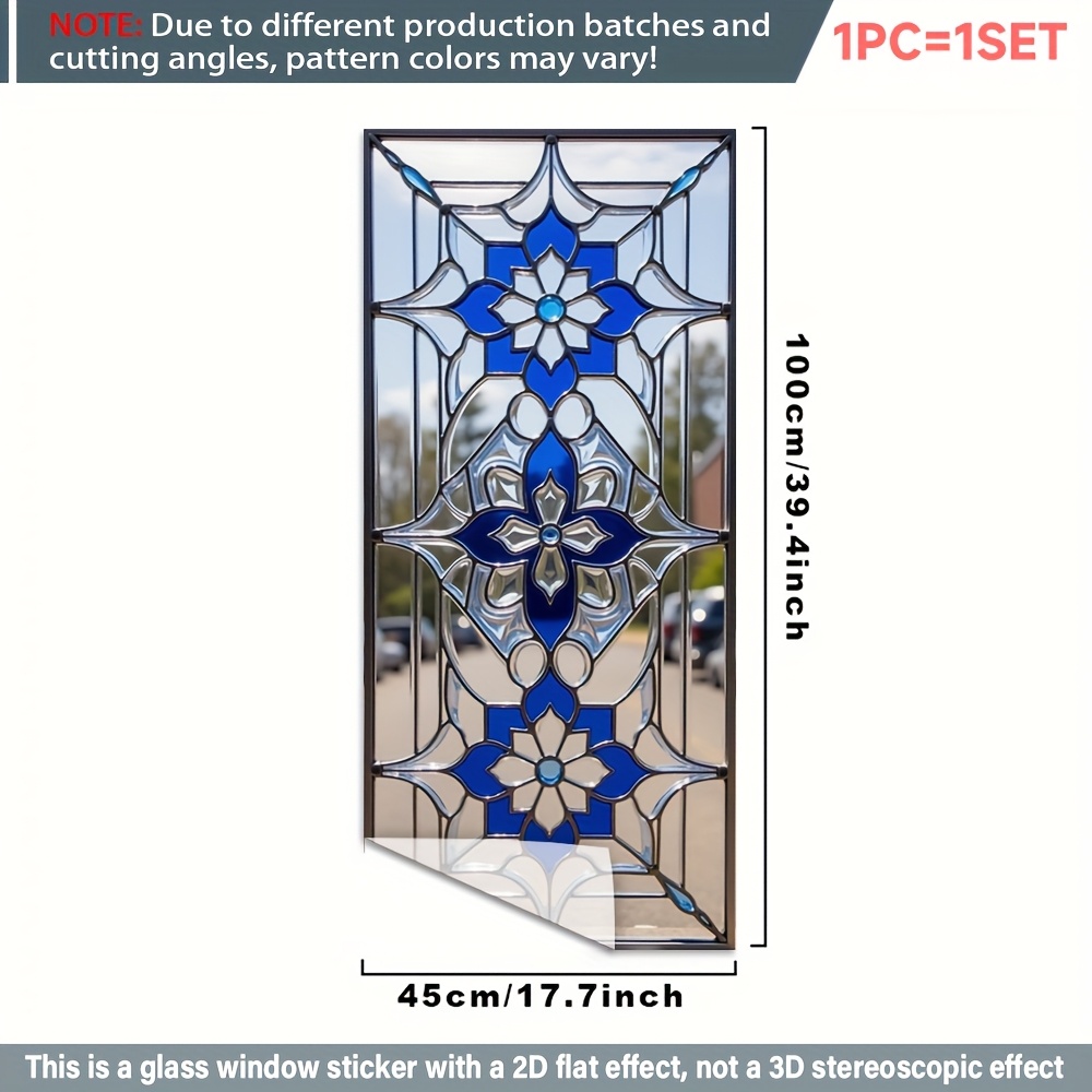 TEMU 2d Flat - 2d Flat - 1 Roll With Stained 2d Window Film. Pvc Static Adsorption , 45x100 Cm. Homeart Decoration Removable Reusable Privacy