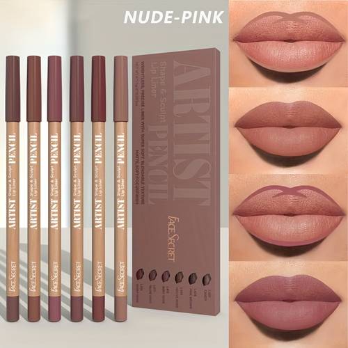 6 pack elegant soft lip liner pencils long lasting matte end ideal for lip shaping and color filling suitable for types pink shades