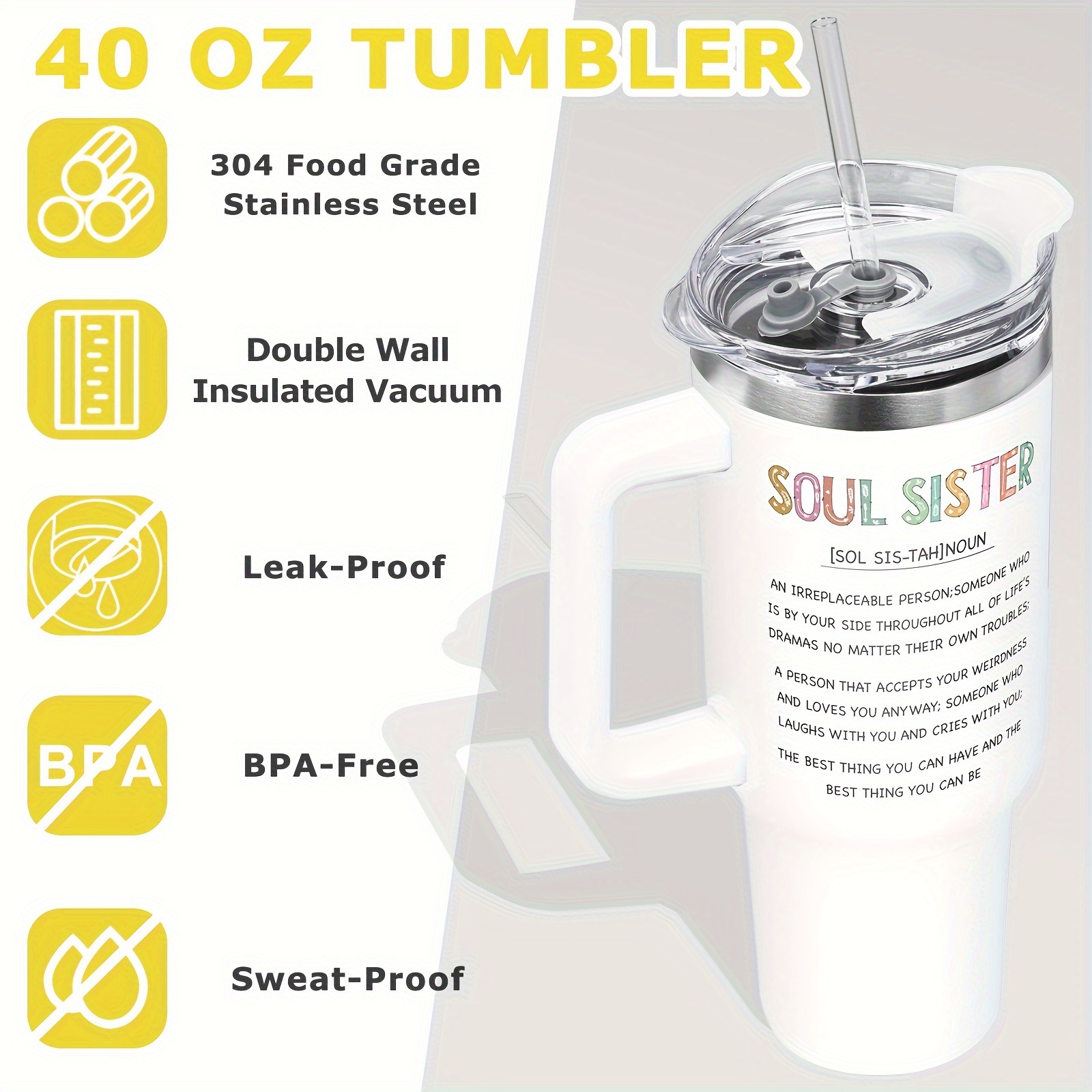 Tumbler Handle Soul Sister Gifts Sisters Gift Sister Cup - Temu