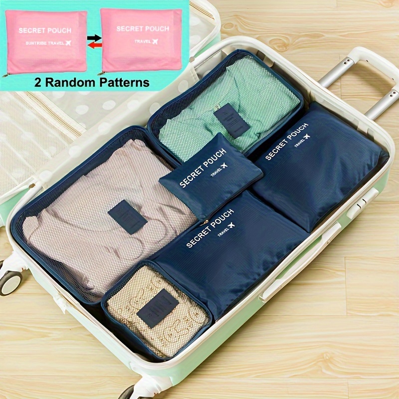 TEMU 6pcs Organizer Set, Polyester, , Zipper Closure, -handled Top Strap, , Stain-, -, , For Shoes, Clothes, Underwear, Business