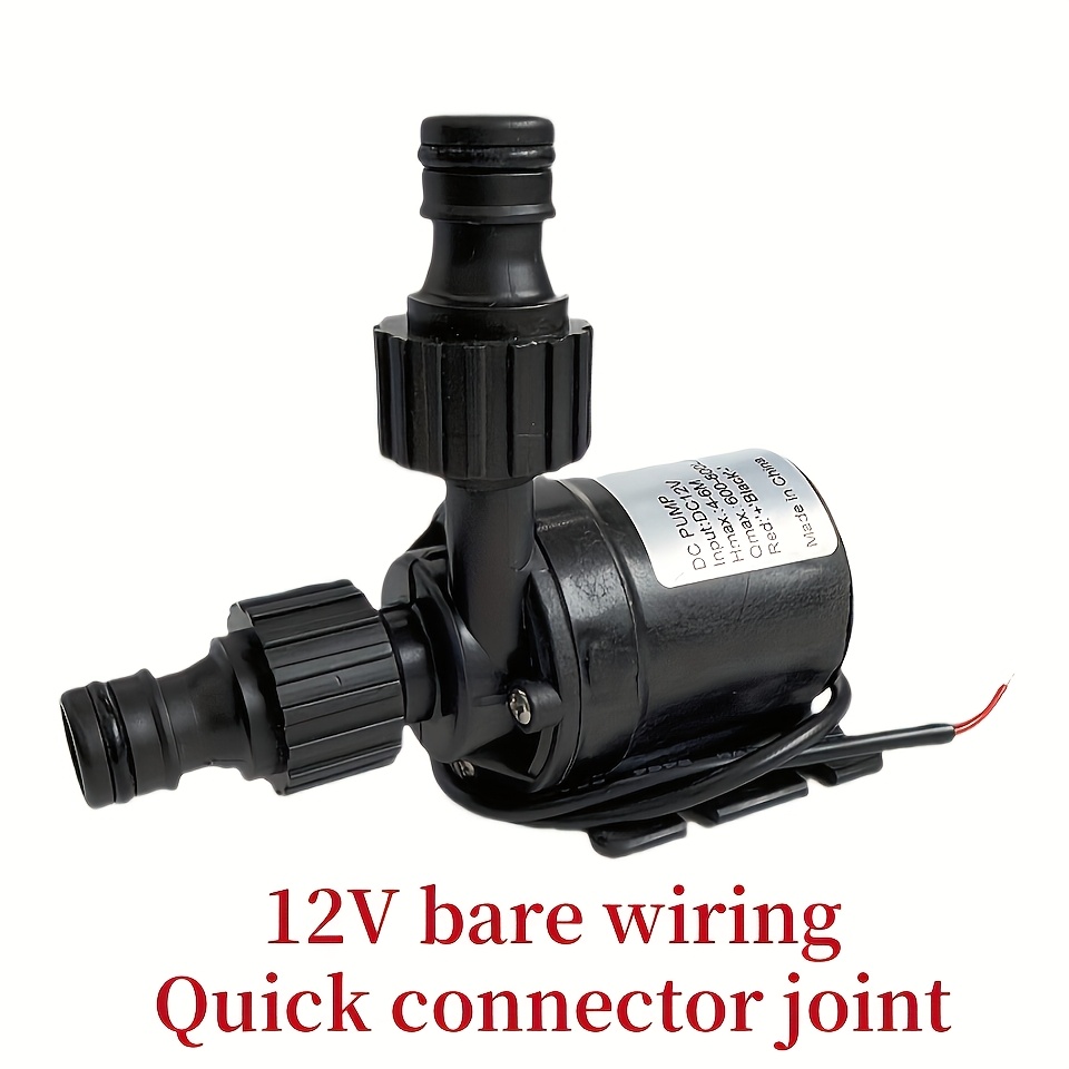 TEMU 1pc 12v 800l/h Water Pump Mini Brushless Motor Submersible Aquarium Water Pump Adapter Pond Fountain For Fish Tank, Without Battery