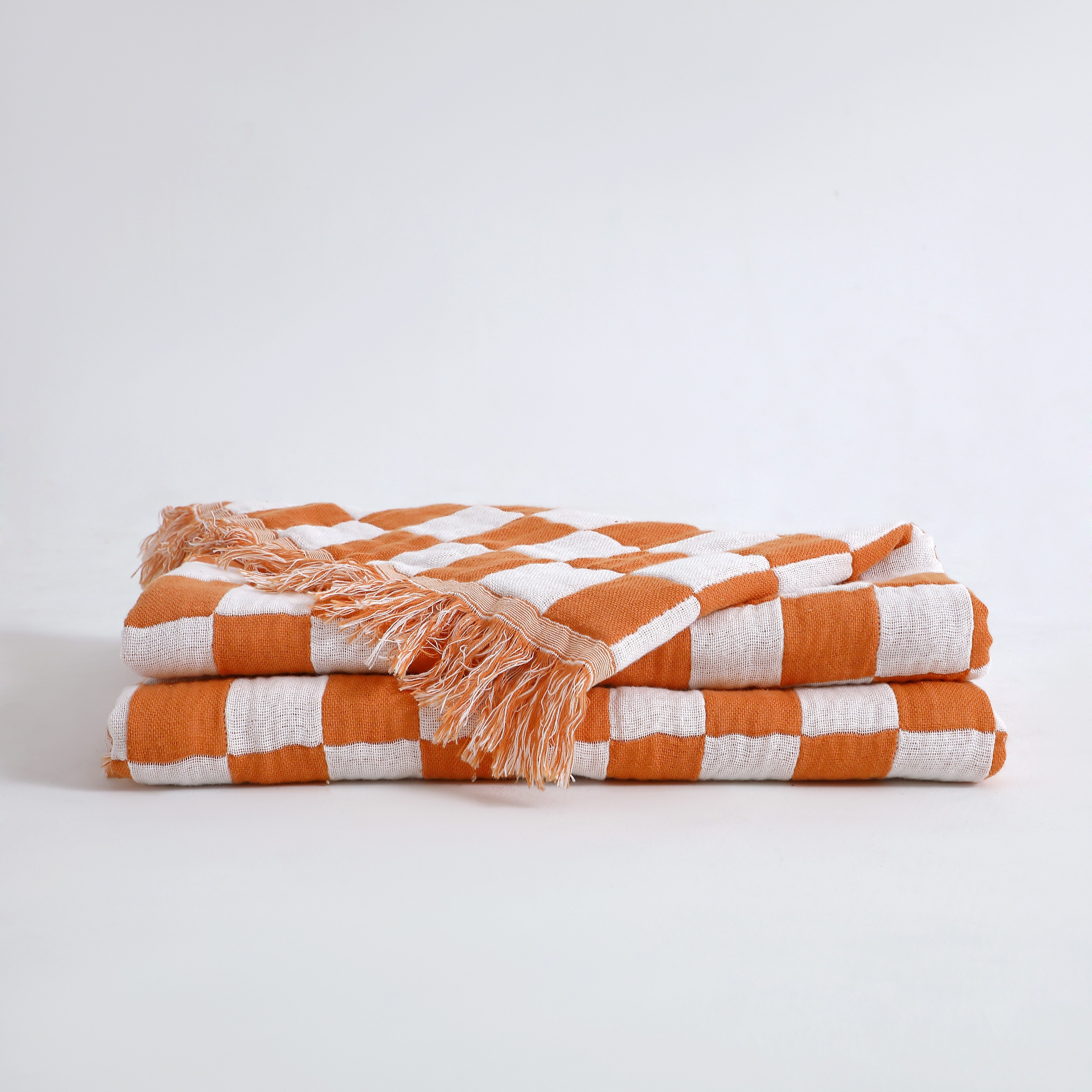 2026 New Checkerboard Pattern Pure Cotton Throw Blanket, -conditioned Nap Blanket, Sofa Small Quilt, Dormitory Small Blanket