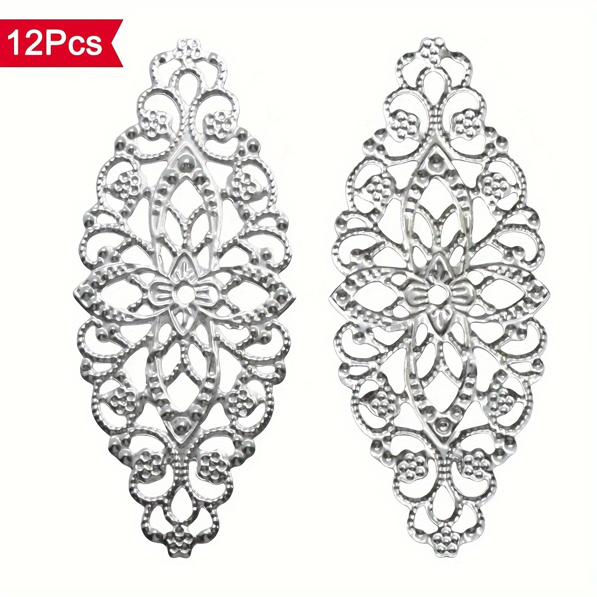 TEMU 12pcs 26x60mm Hollow Carved Broken Flowers Vintage Painting Book Corner Flower Ornaments Decorative Additions