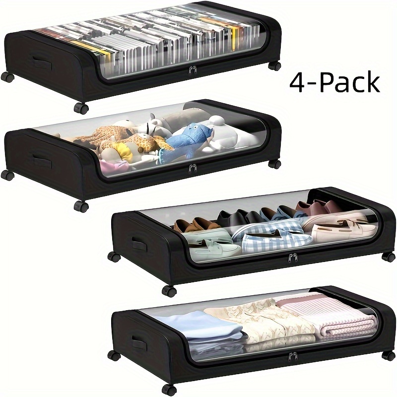 

4 Bed Organizer Metal Underbed And Lid Metal Underbed Bed For Clothes, Bedding, , Blankets, Books, , &