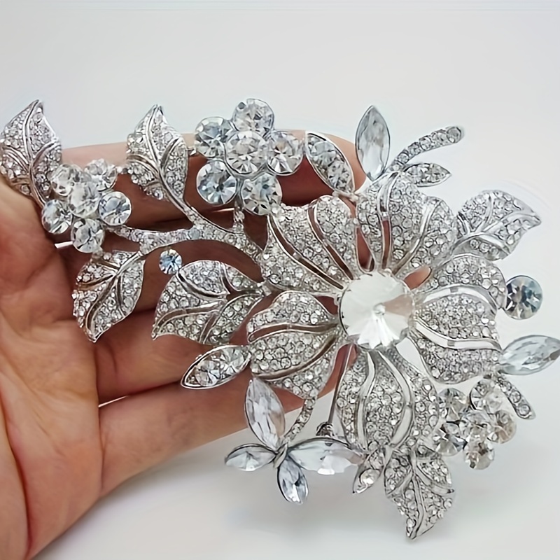 

And Luxurious All-zirconia Flower Brooch For Elegant Ladies, Luxury Party Wear, Jewelry Accessory