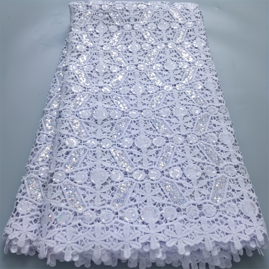 5yards pc white lace fabric colorful sequins 2024 high - Temu
