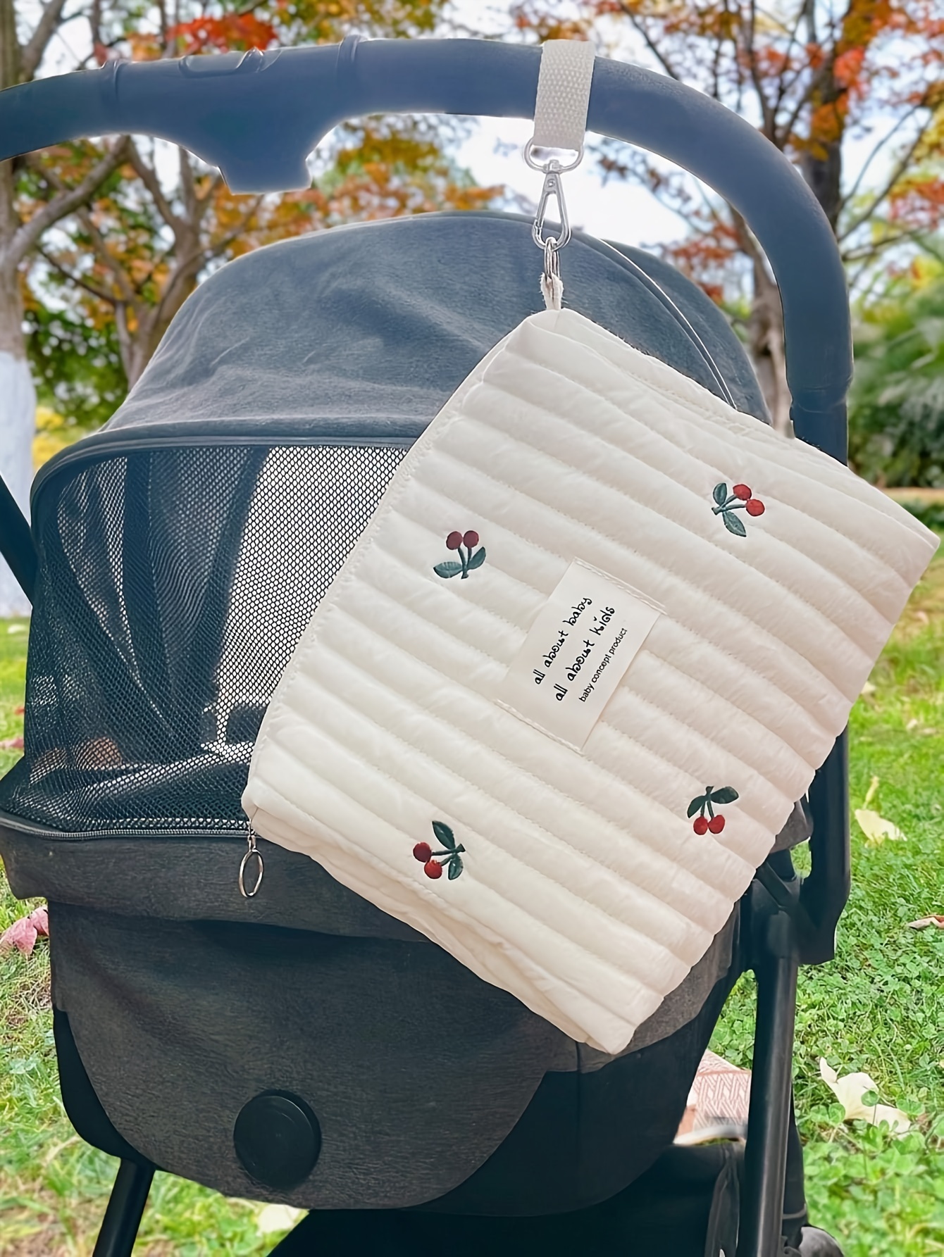 embroidered   carry bag for strollers multi function organizer for bottles and diapers portable storage pouch for parents suitable for age 14 details 7