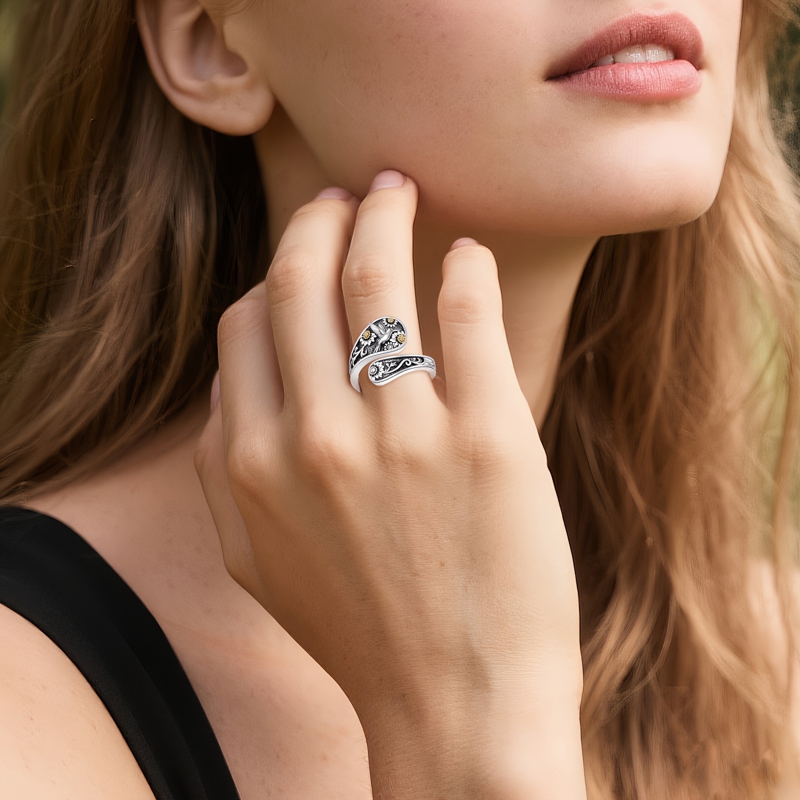 Women's Hummingbird Adjustable Ring — 925 Sterling Silver