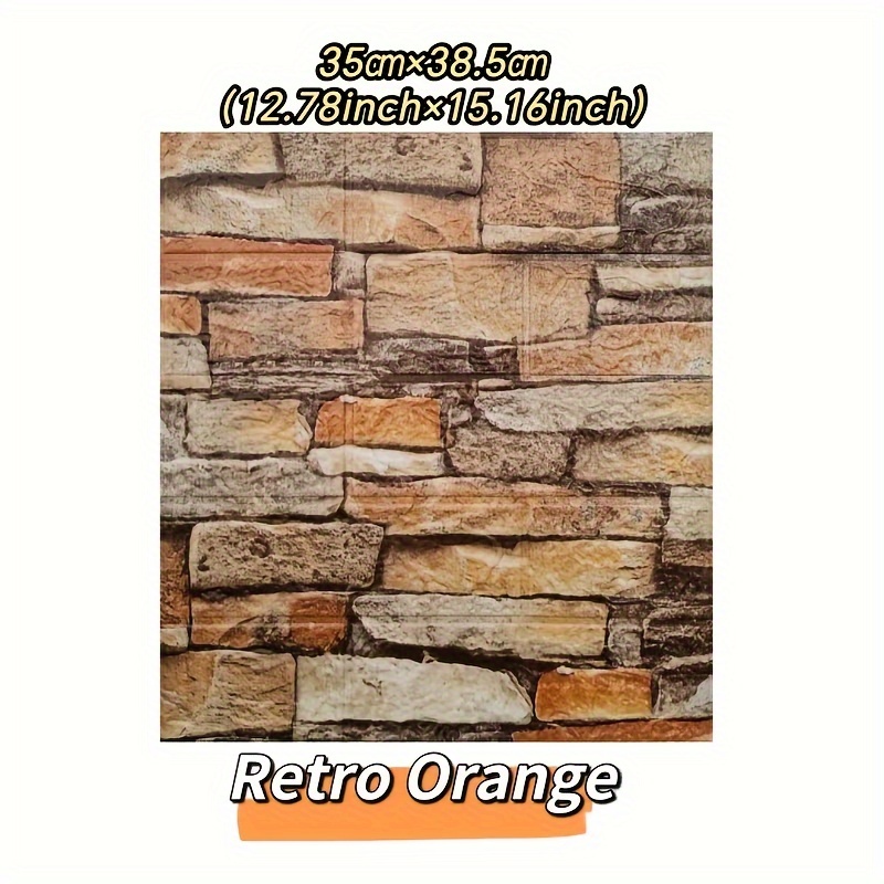 Image of 15pcs Retro Brick Wall Tile Stickers - Waterproof 3d Texture With & Mortar Grain, Easy Diy Installation For /outdoor Use In Kitchen, Bathroom, Living Room - Removable For & Wallpaper