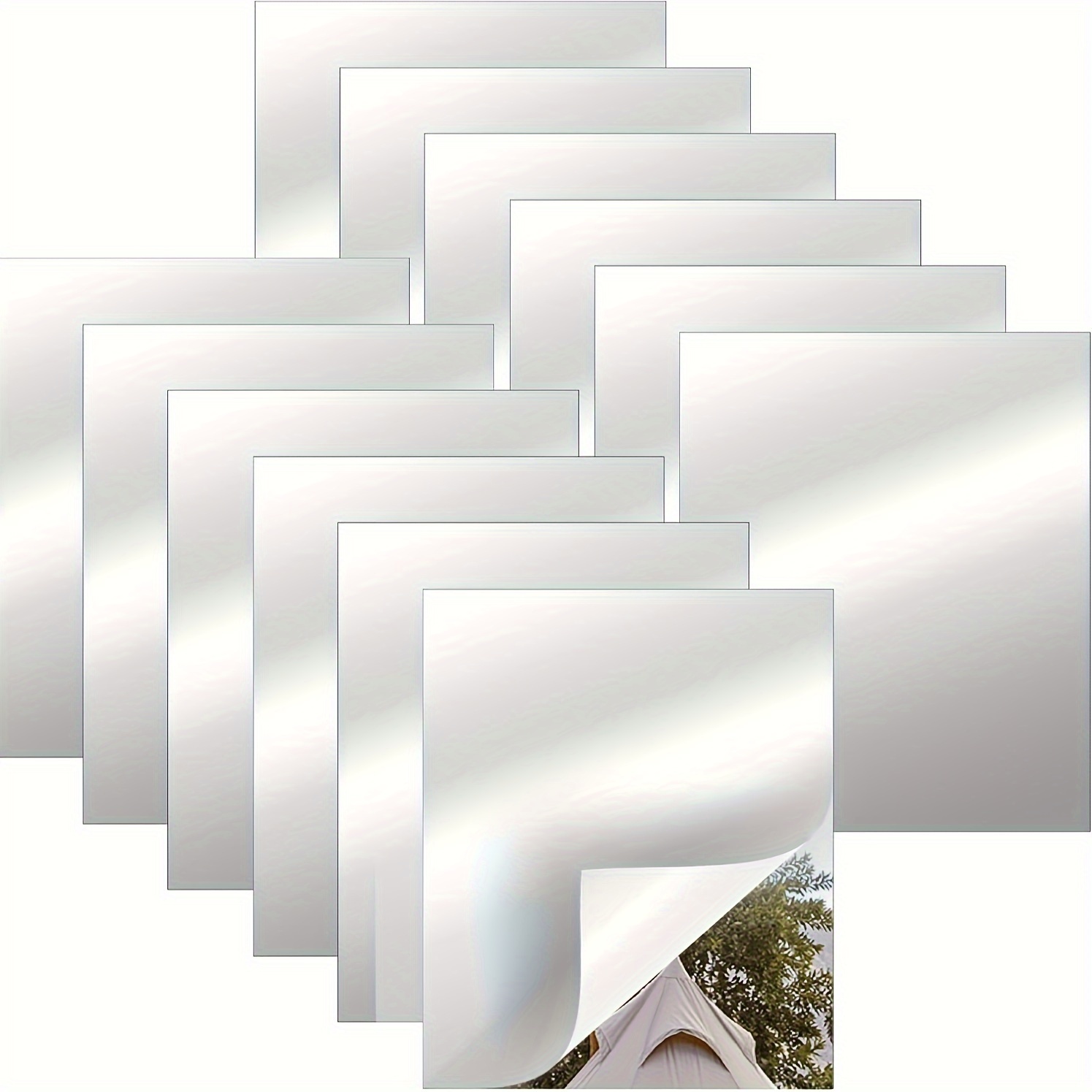 

12- -adhesive Mirrors, 20x25cm Plastic , Rectangular Mirrors For Home & , No Required