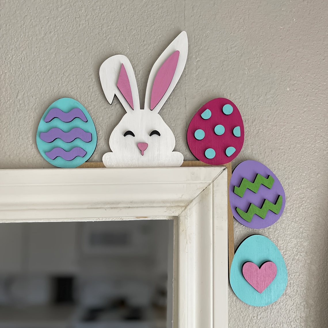 

Easter Bunny & Wooden Door Corner Decor - Rustic Home Accent, No Power Needed, Country Style, Rabbit Theme