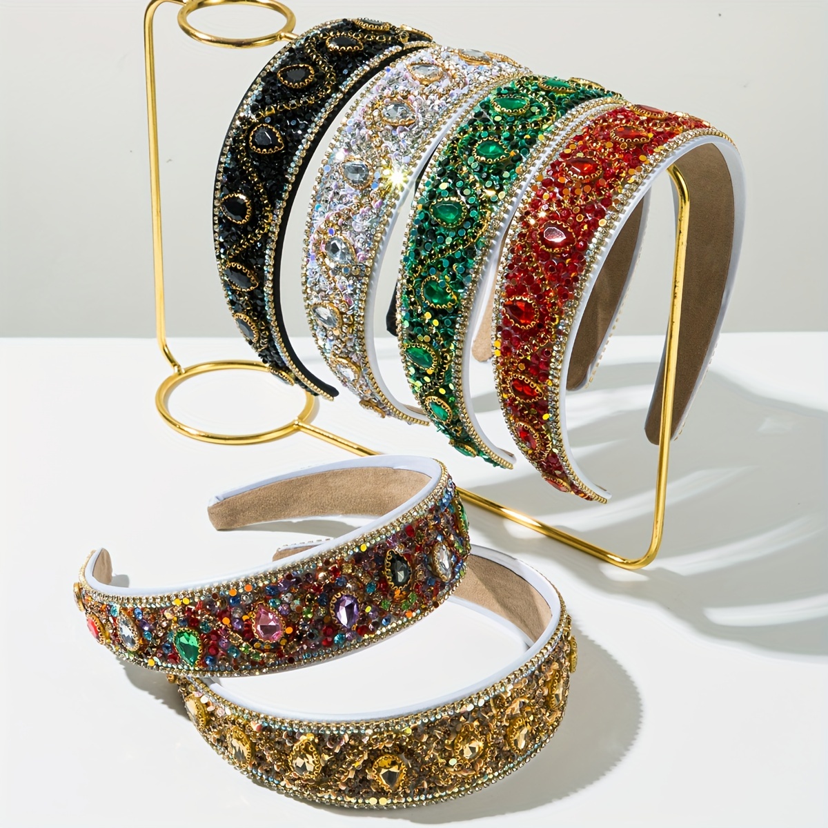 sparkling wide headband elegant crystal studded - Temu Canada display picture 3