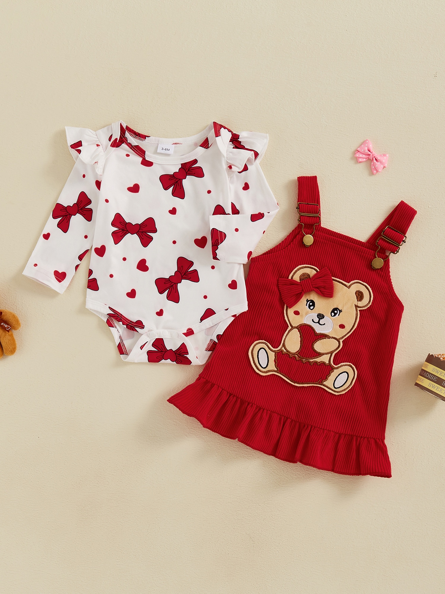 fitted lace wedding dress Baby Girls Red Corduroy Smocked Christmas Wreath Bishop Dress main image 1