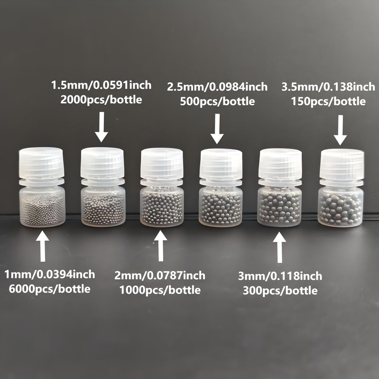 Nerūdijančio plieno tikslumo rutuliukai 1mm/1,5mm/2mm/2,5mm/3mm/3,5mm dydžiai, pagaminti iš 304 nerūdijančio plieno, tikslumo guolių rutuliukai