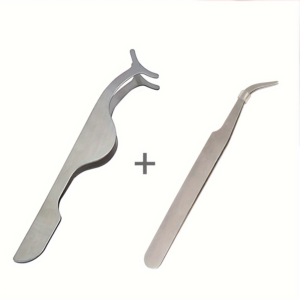 2 Sets, Beauty Makeup Eyelash Stainless Steel Eyelash Curler, Grafting Eyelash Auxiliary Tool, Eyelash Tweezers, Eyelash Curler Eyebrow Clip