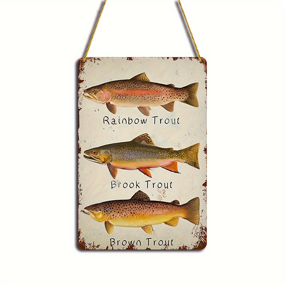 Funny Fishing Tin Signs-Welcome To The Fishing Hole Vintage Metal Fish  Painting Art Printing Poster Wall Decor for Home Kitchen Bar Cafe Pub 12x8  Inch