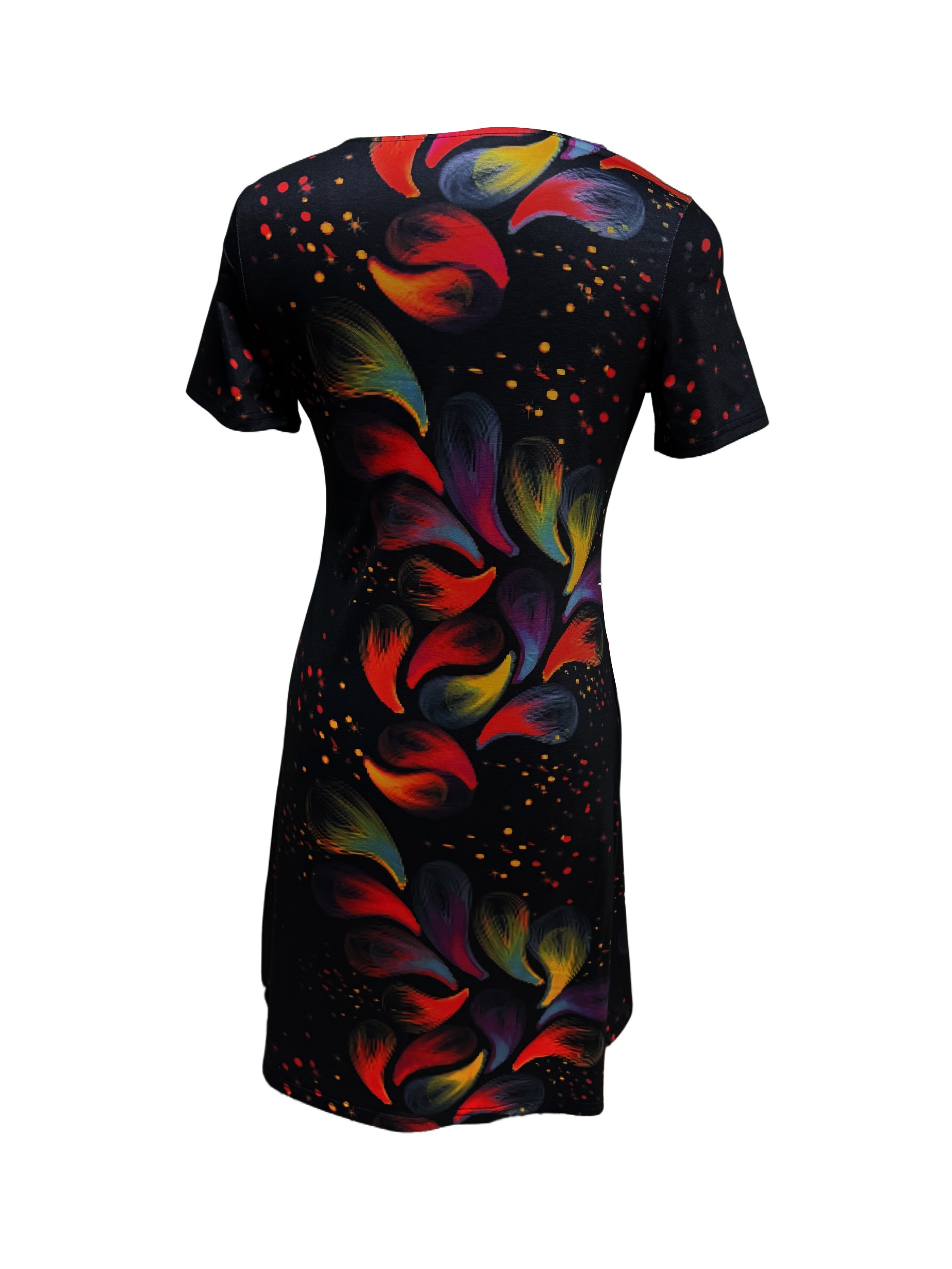 graphic print crew neck dress casual short sleeve dress for spring summer womens clothing black 1