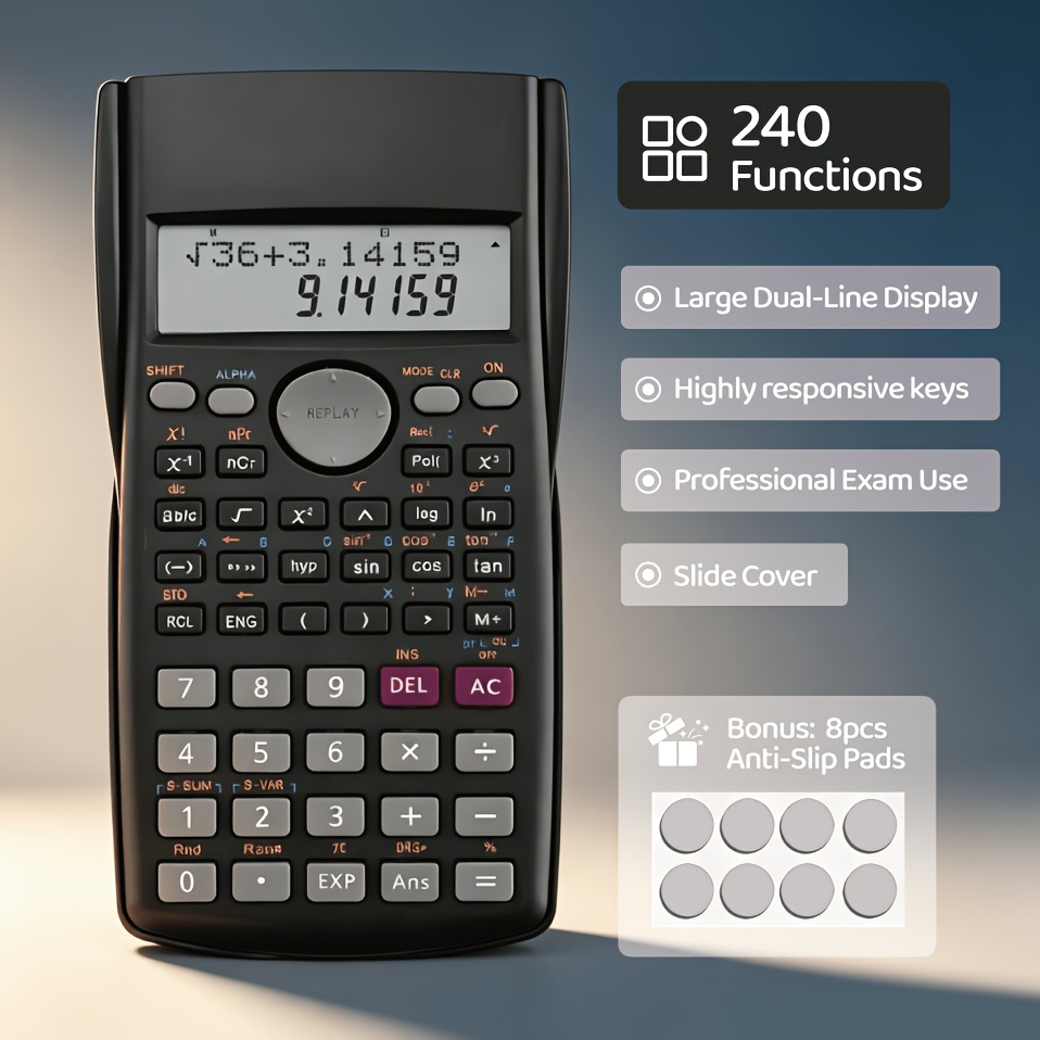 TEMU Calculadora con pantalla de 2 líneas, dígitos para exámenes avanzados, SAT/AP/IB/NCEES, ingeniería y finanzas, contabilidad y (pila AAA no
