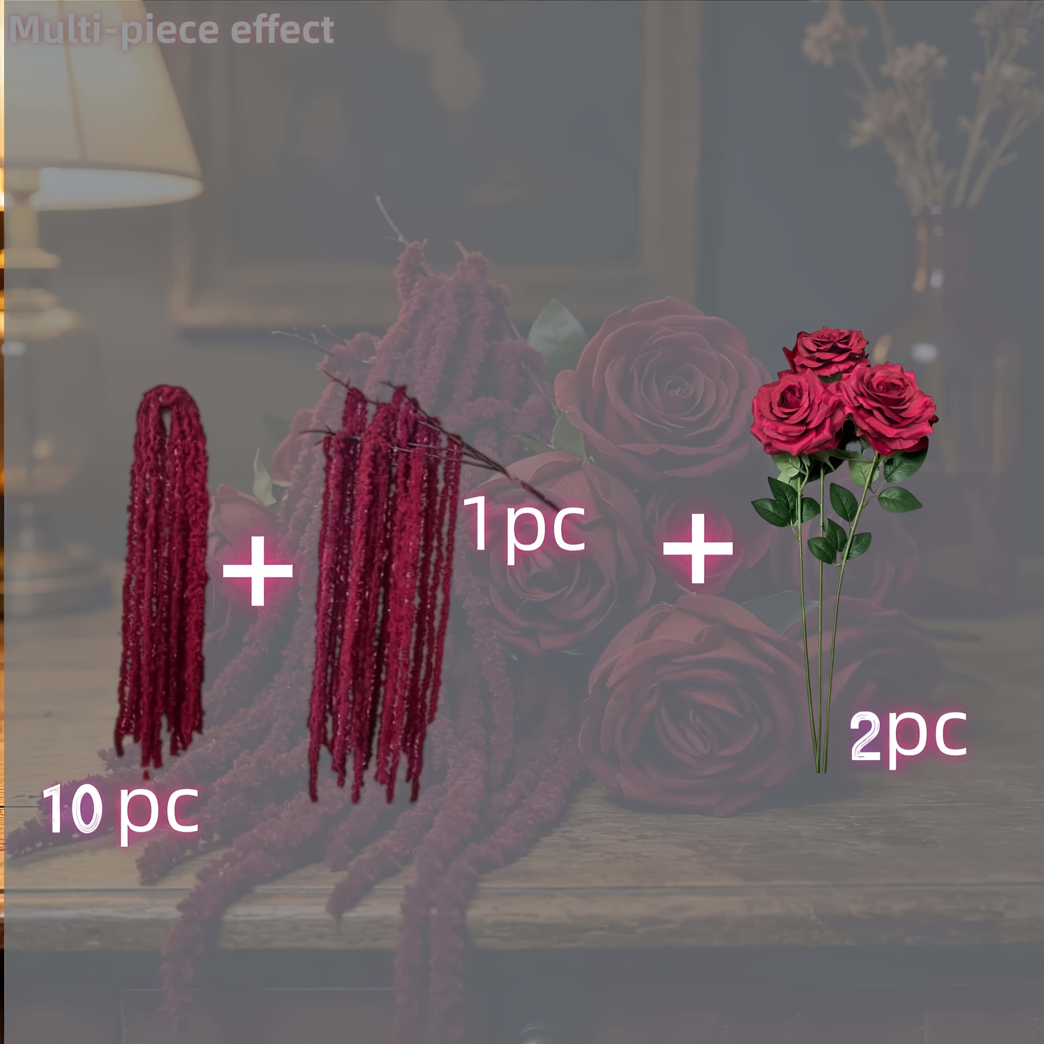 TEMU Set da 13 pezzi di fiori artificiali : rosa vino vintage e di artificiale/ pendente/ a - Eleganti fiori pendenti di vino abbinati a , adatti per