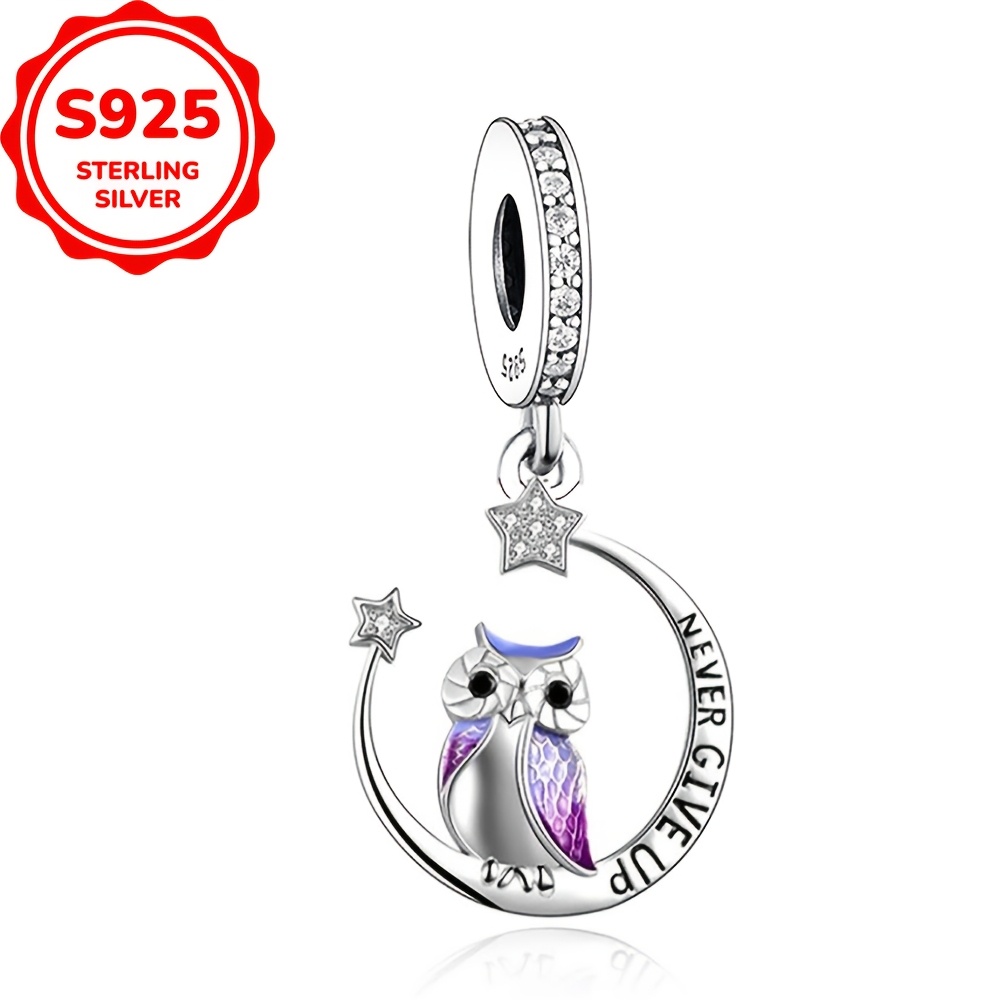 

1pc 925 Sterling Owl Give Bracelet Or Necklace Charm Beads Diy Making Jewelry Accessories (1.5g)