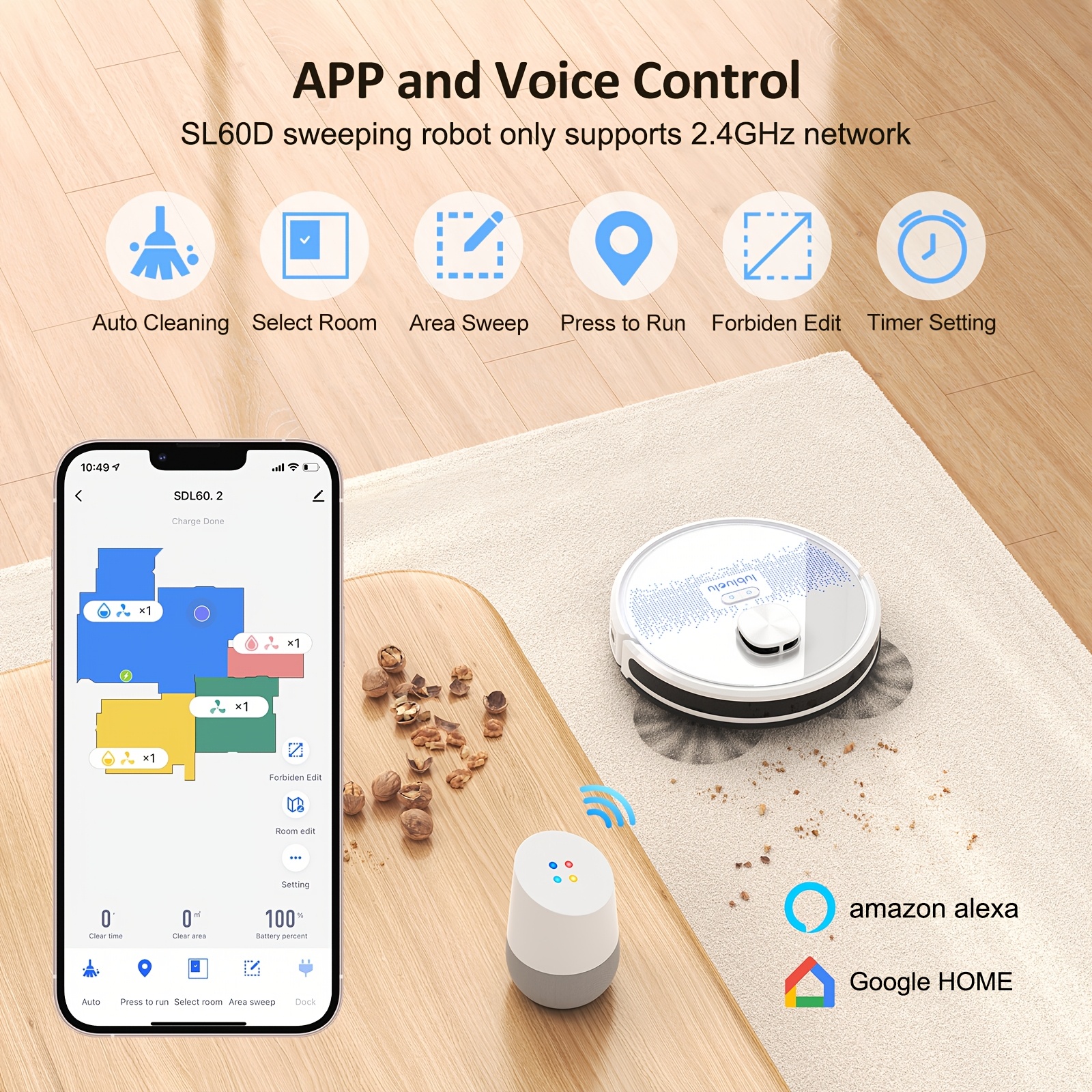 Lubluelu SL60 Plus Robot Vacuum Self Emptying, 4000pa Robot Vacuum And Mop Combo Self-Charging 3 In 1 Robotic Vacuum For Pet Hair Hard Floor Carpet