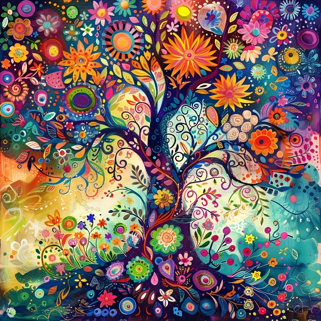 

1pc Large Size 40x40cm/15.7x15.7in Without Frame Diy 5d Artificial Diamond Art Painting Beautiful Tree, Full Rhinestone Painting, Diamond Art Embroidery Kits, Handmade Home Room Office Wall Decor