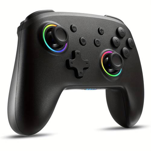 switch controller compatible with switch switch lite wireless gamepad with 7 led colors dual vibration turbo