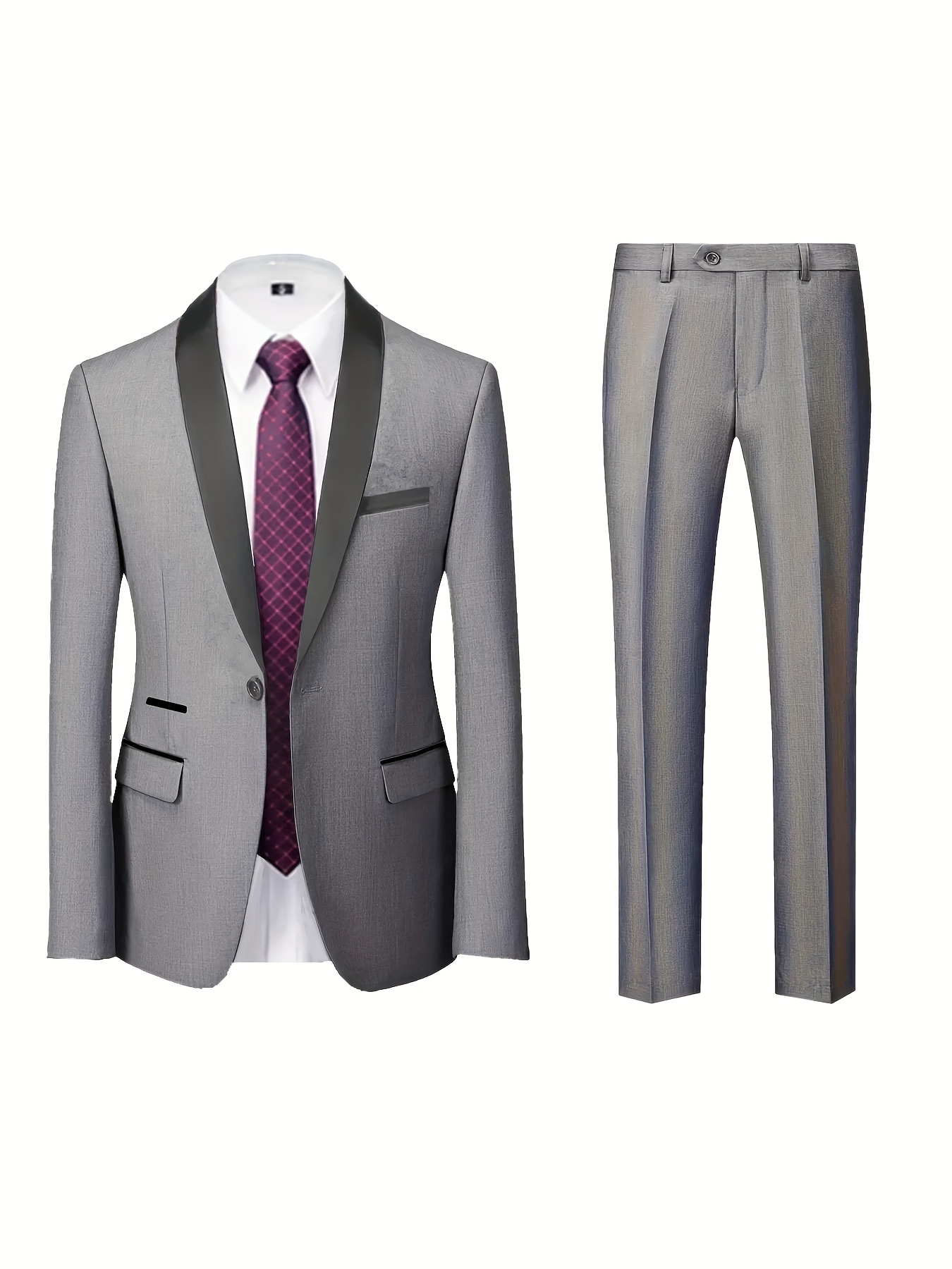 Ensemble costume élégant 3 pièces pour homme - Costume et pantalon coupe ajustée pour mariages et occasions formelles, convient pour réunions de bureau et événements élégants, tenue de cérémonie | Costume coupe ajustée | Costume de mariage durable. Inclut un mouchoir de poche à motif aléatoire.