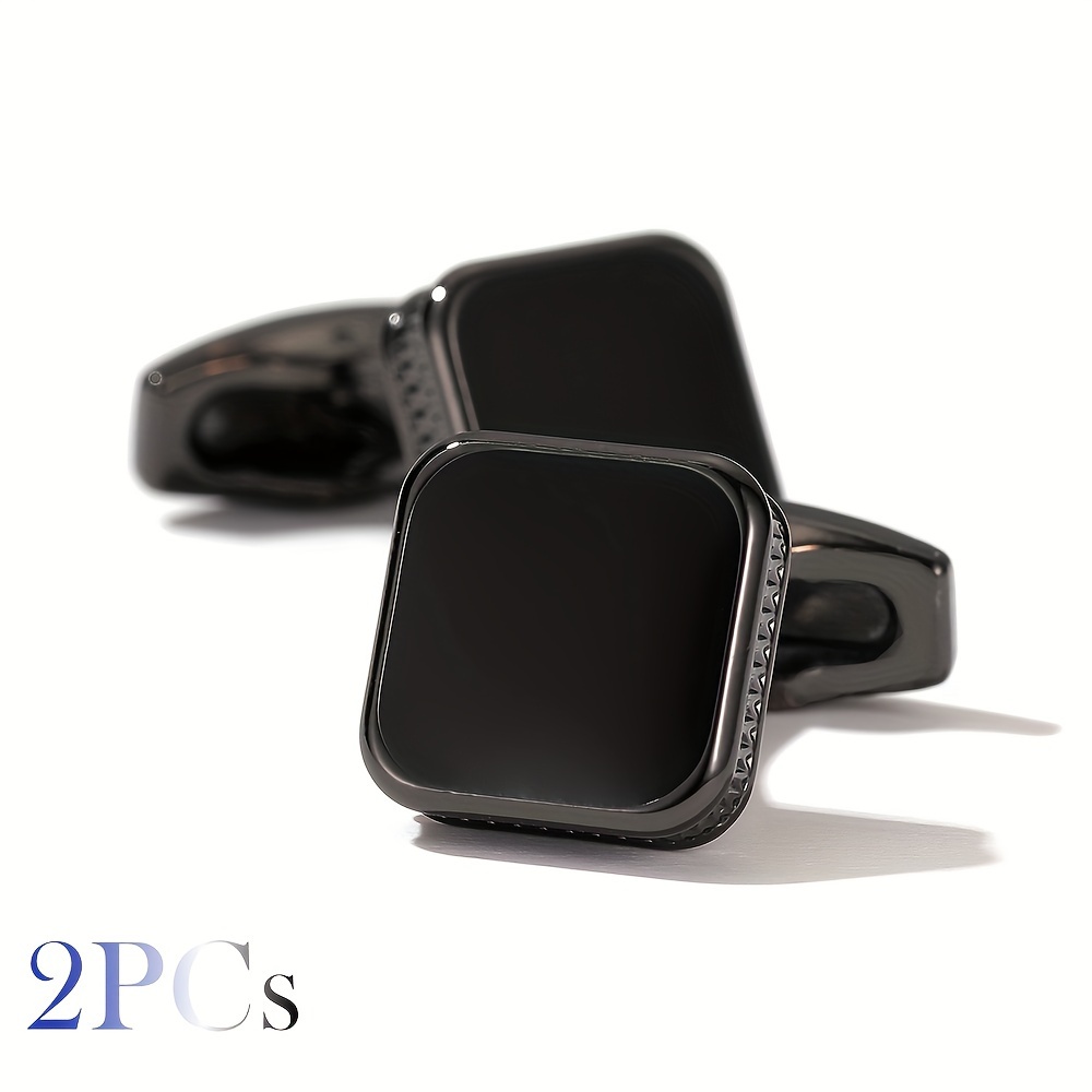 TEMU 2pcs Boutons de Manchette Carrés Élégants en Résine, Accessoires de Chemise de Style Français pour Mariage, Banquet, Cérémonie, Affaires -