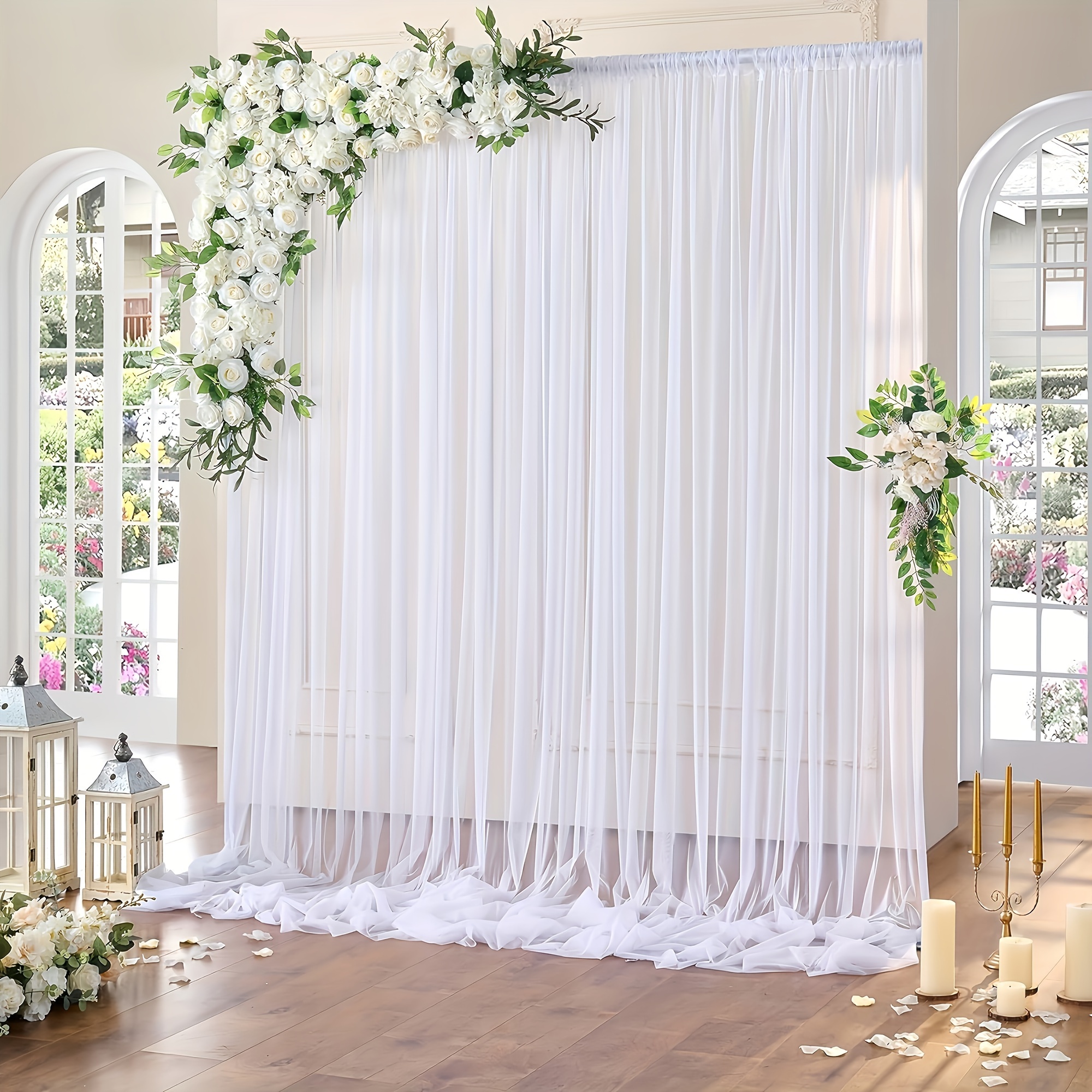 

2pcs White Tulle Backdrop Curtains - Showers, Weddings & Birthday Parties | Transparent Photo Background Props