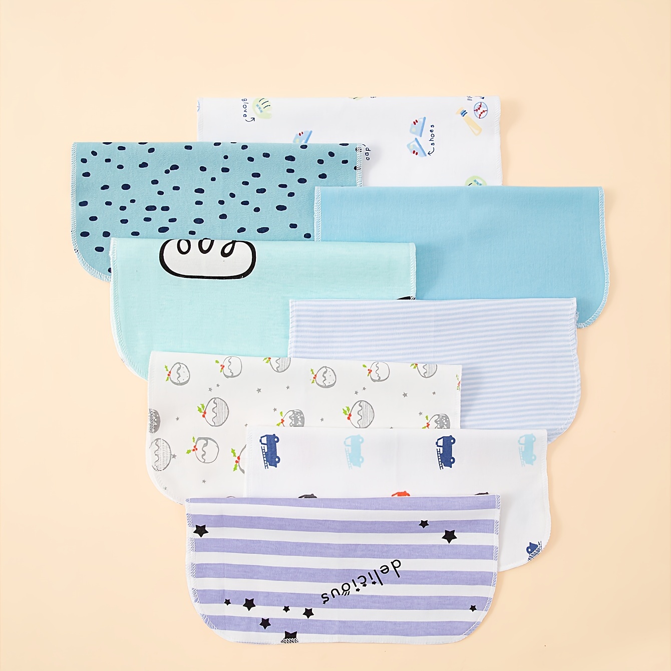 

8-piece Soft Cotton Baby Bib & Burp Cloth Set - Multifunctional, Absorbent Feeding & Nursing Towels For Infants 0-3 Years