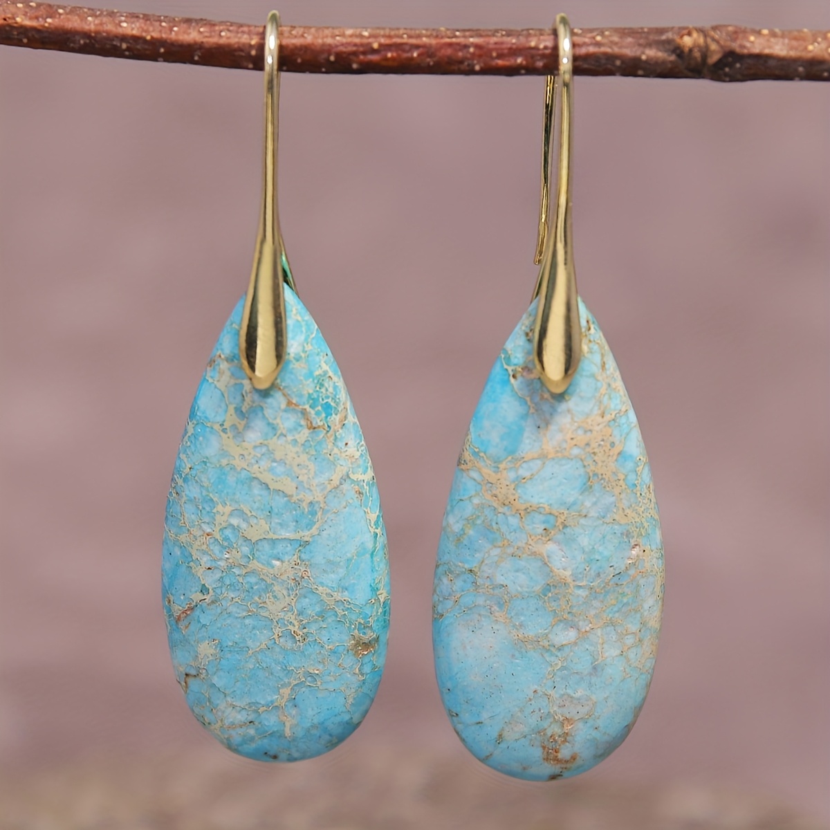 Red Natural Stone Drop Earrings, New Year Gift