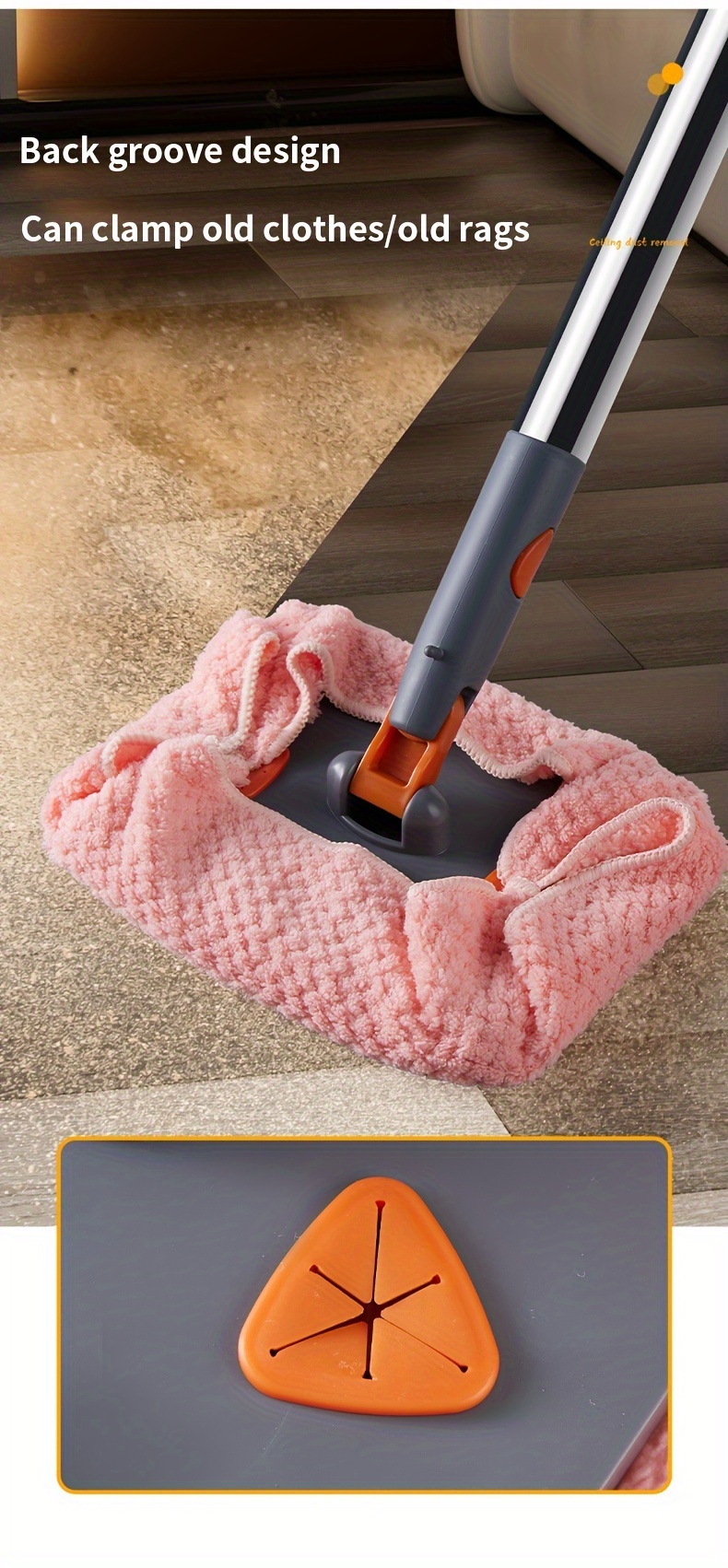 multi functional wall wiping tool ceiling cleaning   foldable mop dusting cleaner for wall ceiling baseboard window floor cleaning with extendable pole 35 43 81 5 inches   1 square head 1   mop head 4 microfiber cloths 2   cloths 2 velvet cloths 5 rods no battery required details 15